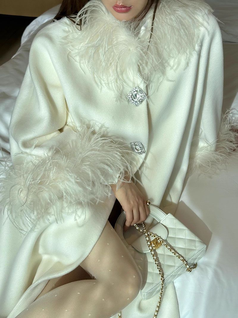 fursleeveswoolcoatwithfeathertrim